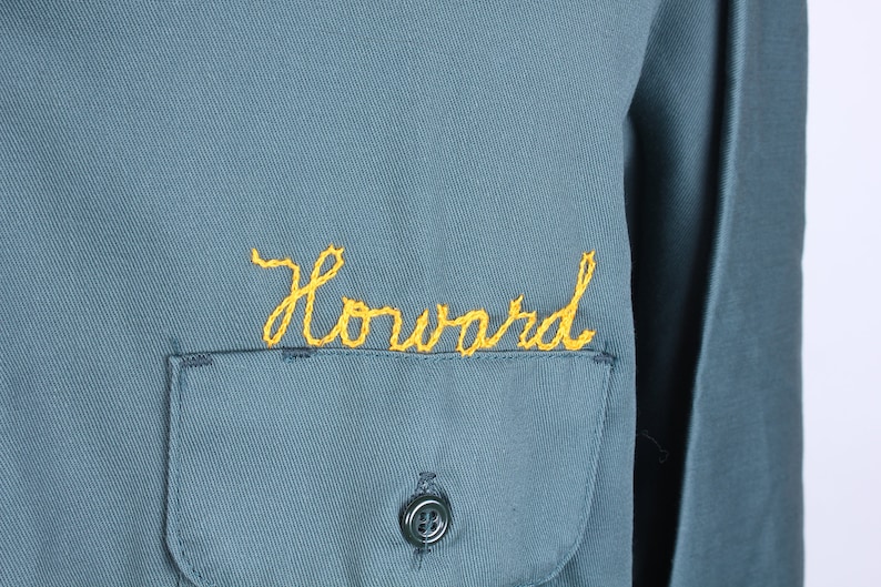 Vintage Green Workwear Shirt: Fox and Ginn, Chain Stitched 'Howard', Size 16 Large bild 4