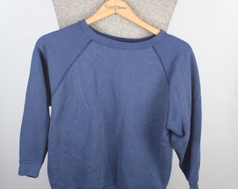 Vintage 1980's Child's Super Soft Navy Pullover Sweatshirt Size 5 6