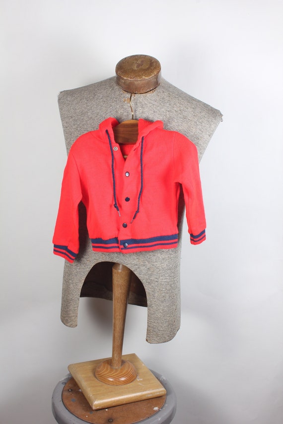 Vintage Red Blue Child's Snap Sweatshirt Size 2T A