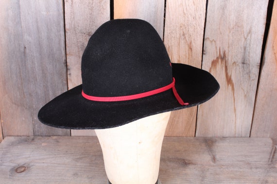 Vintage Cowboy Boho Large Brim Black Felt Hat Boo… - image 2