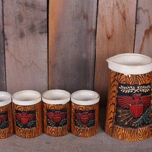 Vintage American Eagle Pitcher Set: 1960s Napcoware Barware