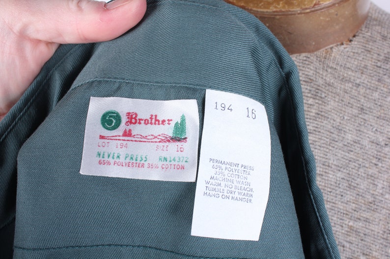 Vintage Green Workwear Shirt: Fox and Ginn, Chain Stitched 'Howard', Size 16 Large bild 2