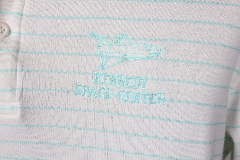 1980s Striped Polo Shirt: Kennedy Space Center Embroidered Souvenir - Etsy