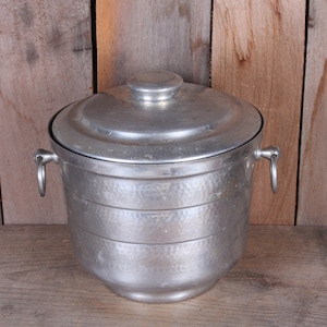 Vintage Mid Century Silver Aluminum Gailstyn Product Modern Ice Bucket with Lid Clean