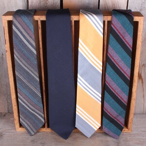 Lot 4 1980&#39;s Preppy Men&#39;s Neck Ties Necktie Lot Wool Light Linen Weight Striped Neckties