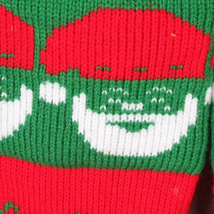 1980s Pair Mom and Dad Knitted Green Red White Christmas Holiday Stocking Sock Santa Claus image 3