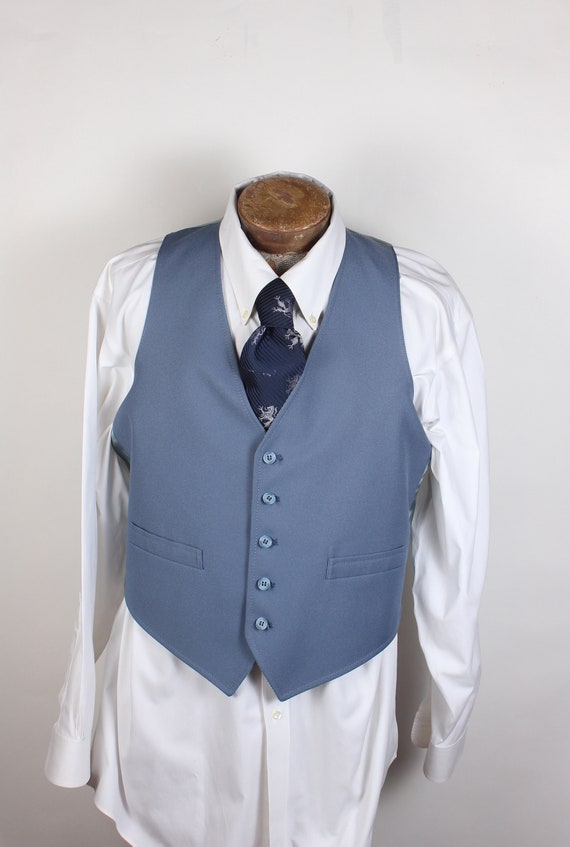 Men's 1970's Era Reversible Polyester Baby Blue V… - image 1