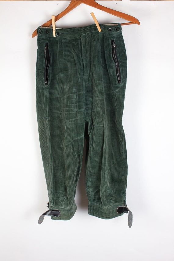 Vintage Dark Green Wide Wale Corduroy Short Riding