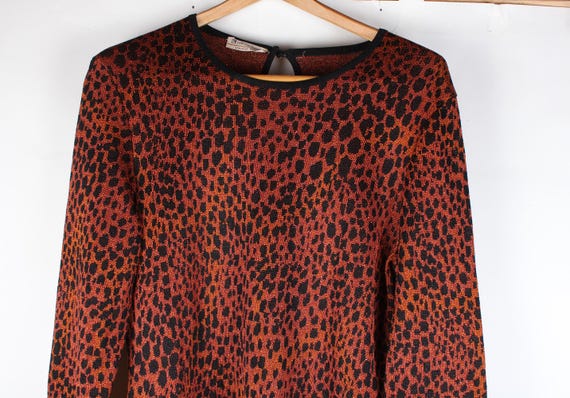 Vintage 80s Leopard Print Dress: Davide Cenci Tro… - image 4
