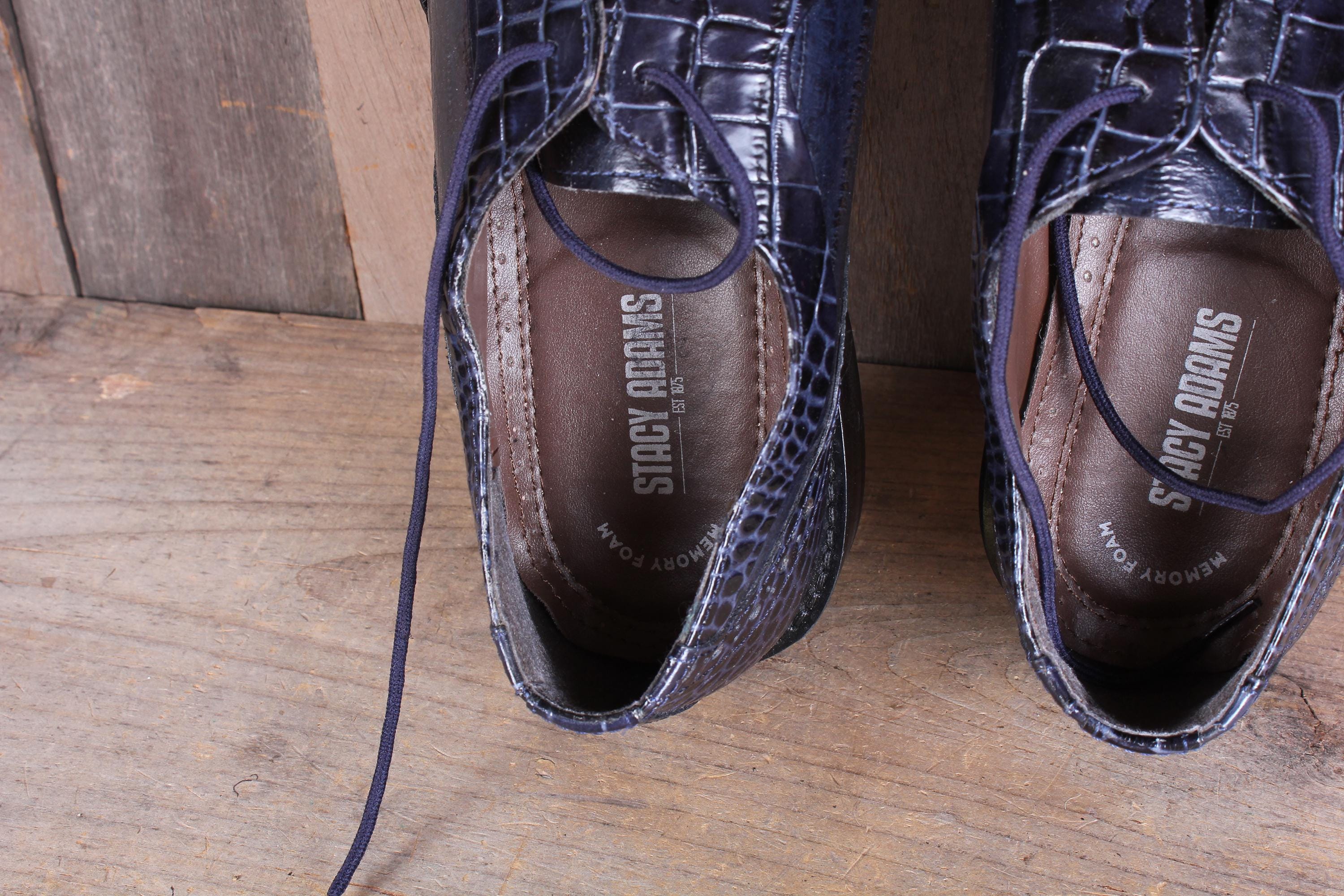 Vintage Stacy Adams Blue Faux Alligator Leather Dress Shoes 