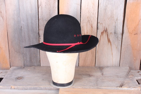 Vintage Cowboy Boho Large Brim Black Felt Hat Boo… - image 3