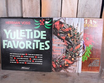 Lot 3 Vintage Christmas Record Albums LPs Vinyl Compilation Herman Voss Country