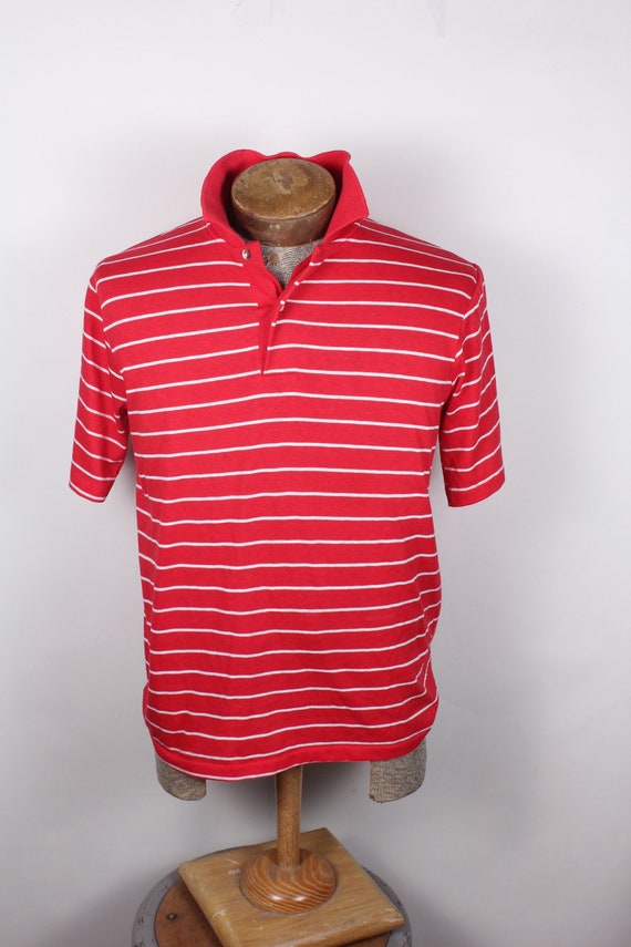 1980s Red White Striped Mens Puritan Brand Preppy 