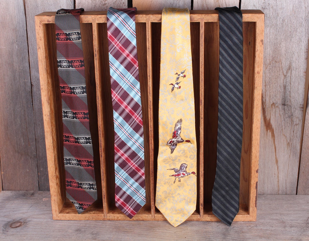 Lot 4 Preppy Men's Neckties Hand Painted Ducks Mallards Plaids Mid ...