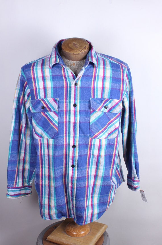 Vintage 1990s McGregor Brand Shirt Pink Blue Plai… - image 1