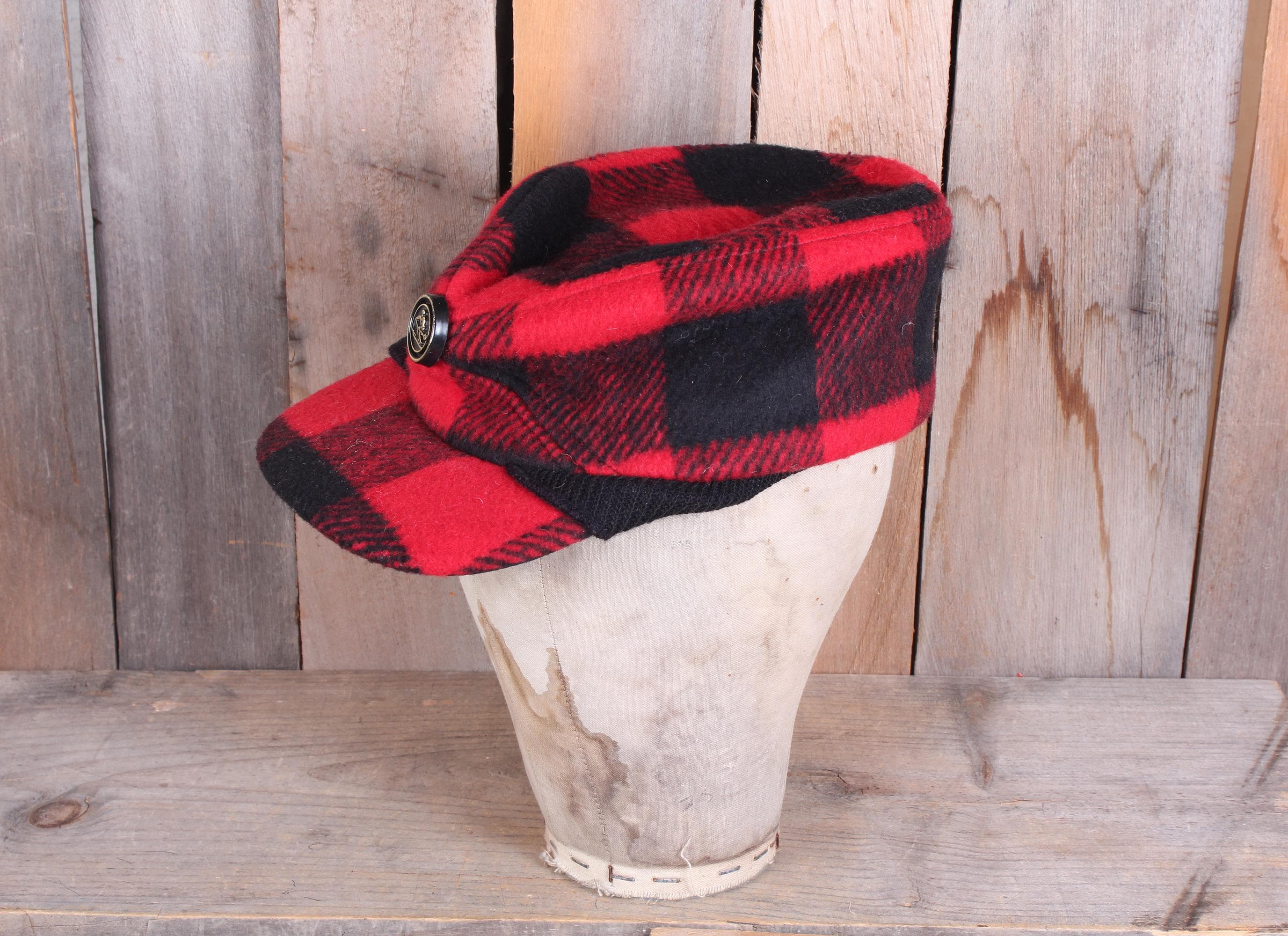 Vintage Woolrich Red and Black Plaid Bucket Hat Buffalo Plaid Wool Mens XL USA Vintage Woolrich Buffalo Plaid Wool Jacket SZ XL – The Barn  main image 2