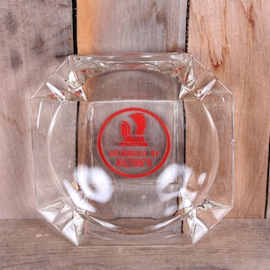 Vintage Mid Century Glass Ashtray: Wrath Blackhawk Kilton&#39;s Advertising