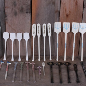 Vintage Plastic Swizzle Sticks: Cocktail Drink Stirrers, Lot of 30
