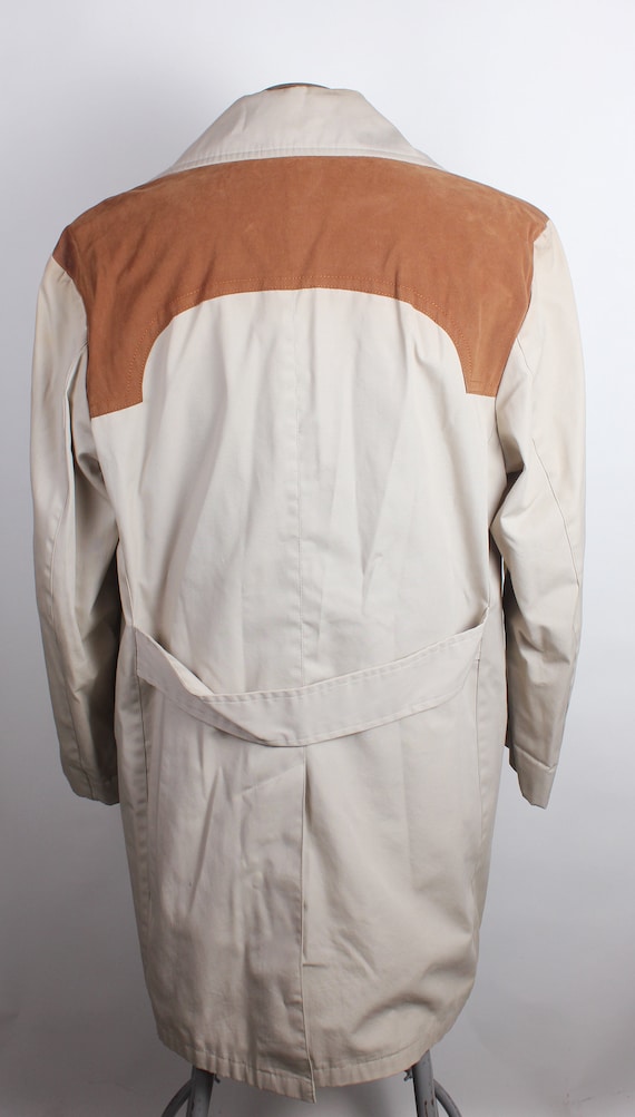 Vintage Tan Western Style Trench Coat Rain Coat M… - image 5