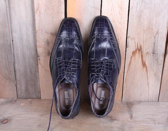stacy adams dress shoes blue Stacy Adams Quincy 25602-459 Moc Toe Bit Slip On Light Blue
