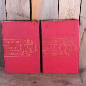 Pair 1955 Brownie Troop Handbooks Fully Illustrated Games Songs Mid Century Scouting