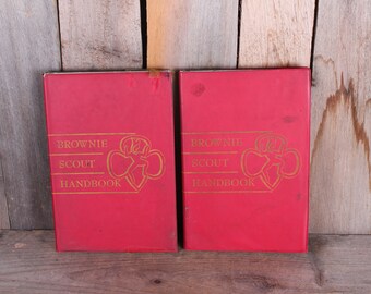 Pair 1955 Brownie Troop Handbooks Fully Illustrated Games Songs Mid Century Scouting