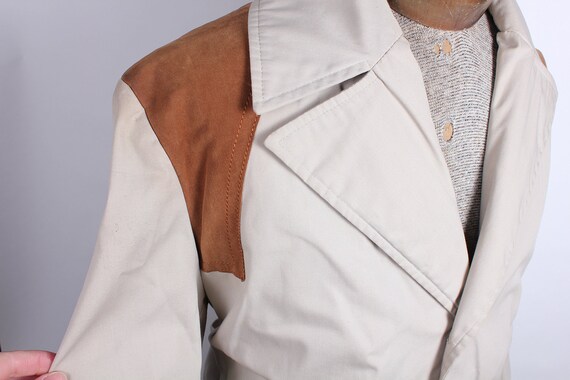 Vintage Tan Western Style Trench Coat Rain Coat M… - image 3