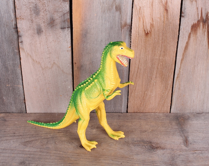 1985 Era Imperial Brand Rubber Plastic Dinosaur Green Yellow T Rex ...