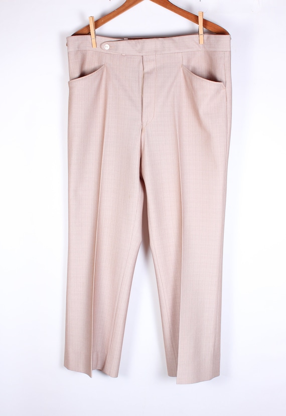 Vintage 1970's Era Tan Men's Dress Pants Size 34 … - image 1