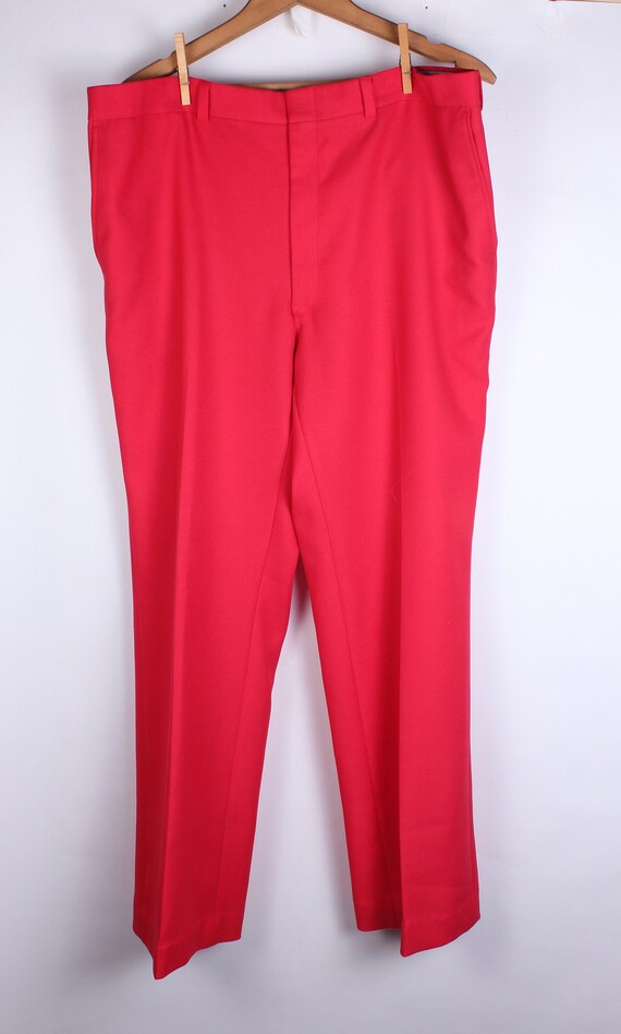 Vintage 70s Jacques Andre Hot Pink Polyester Leisure Pants 38x31