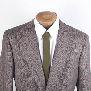 Vintage 1980&#39;s Racquet Club Great Britain Brand Gray Herringbone Wool Men&#39;s Sport Coat Blazer 40R