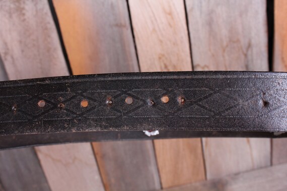 Vintage Tooled Leather Narrow Black Leather Cowbo… - image 3