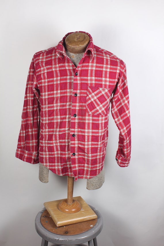 1970's Era Ely Brand Child's Red Pink Plaid Flanne