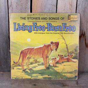 1972 Disneyland Records Lions Living Free Born Free Wildlife Record Album LP