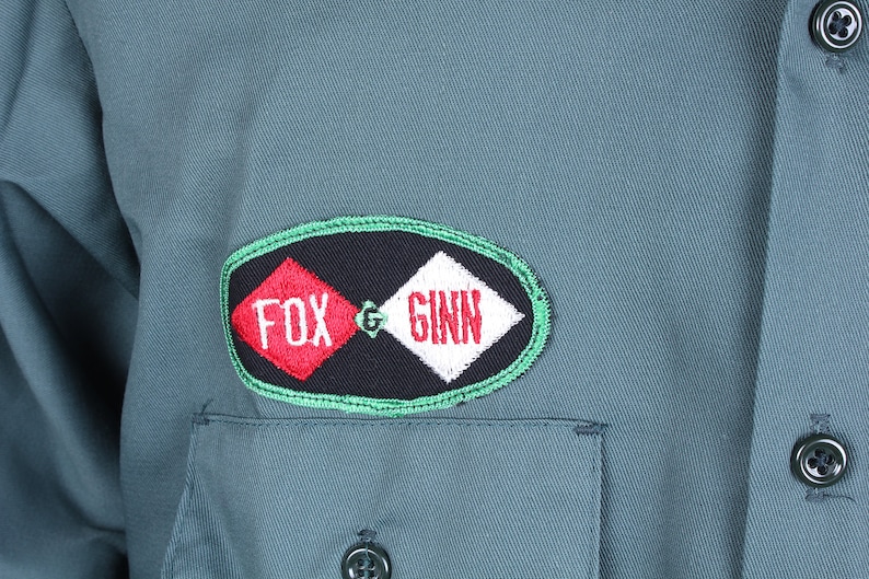 Vintage Green Workwear Shirt: Fox and Ginn, Chain Stitched 'Howard', Size 16 Large bild 5