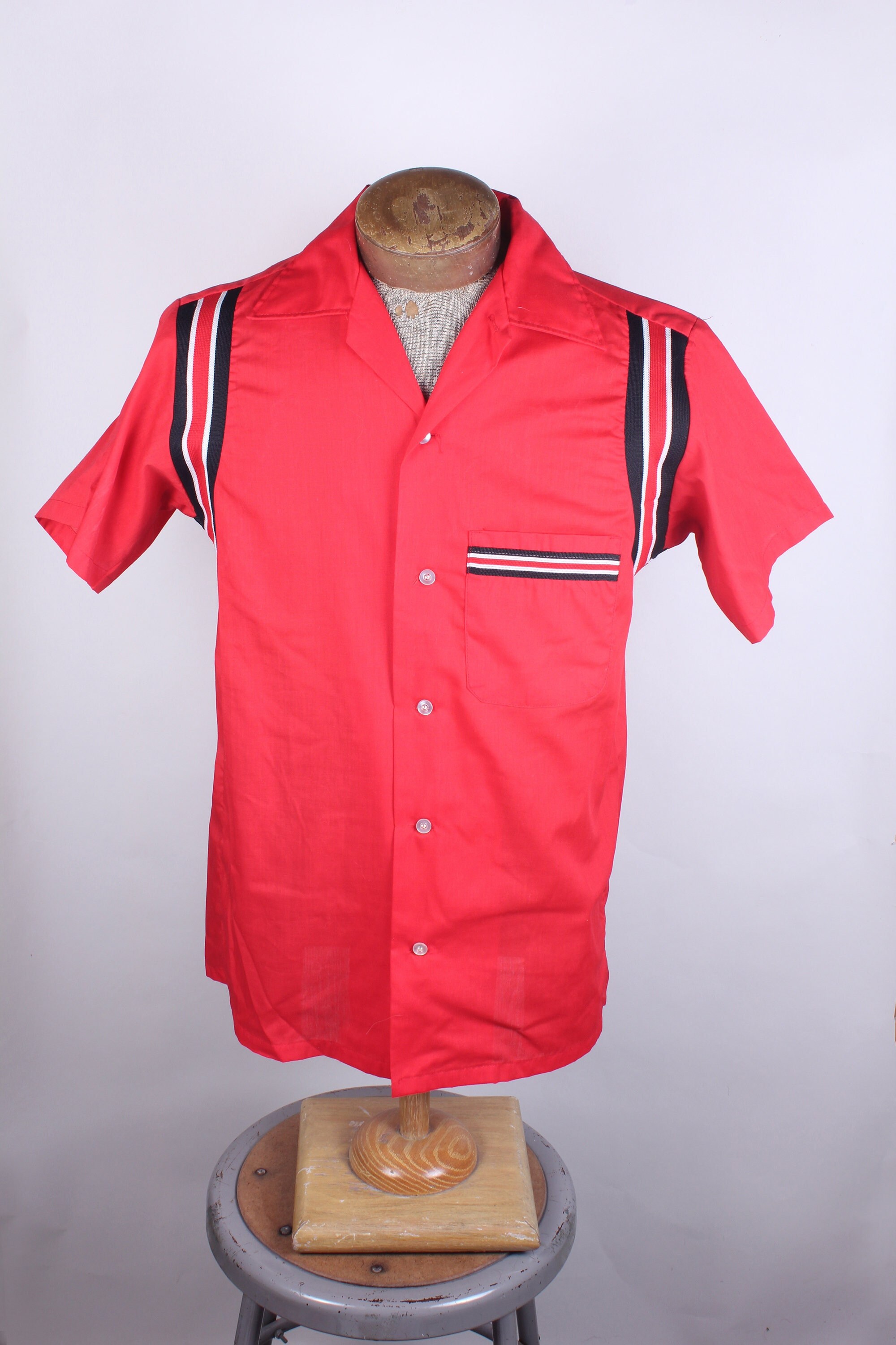 Vintage 1960's Men's Hilton Brand Red Bowling Shirt With