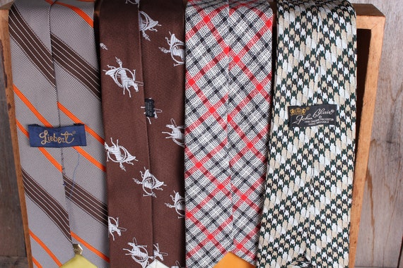 Lot 4 1970's Wide Tacky Men's Neck Ties Necktie L… - image 4