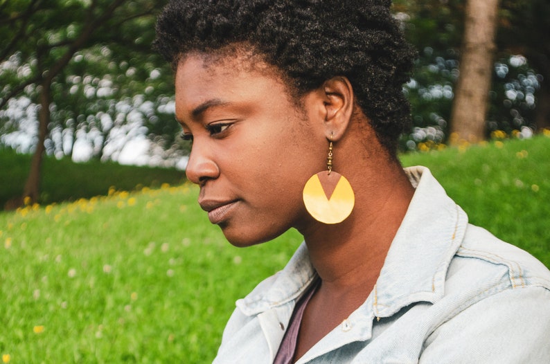 Gold Geometric Leather Earrings