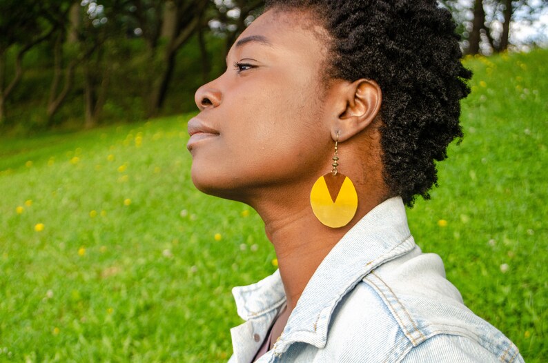Gold Geometric Leather Earrings