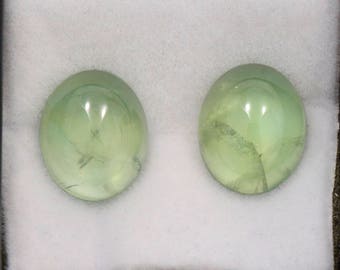 SALE! Beautiful Green Prehnite Match Pair Cabochons from Mali 9.88 tcw.