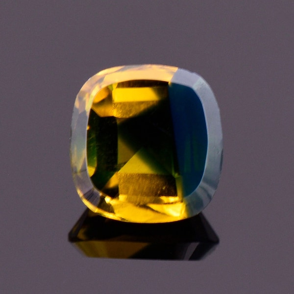 Unique Bicolor Blue and Yellow Sapphire Gemstone, 1.67 cts., 6.5 mm., Square Cushion Shape