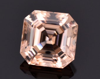 Fantastic Peach Champagne Zircon Gemstone from Tanzania 3.18 cts., 7.5 mm., Asscher Cut