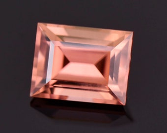 Stunning Peachy Pink Zircon Gemstone from Tanzania, 4.15 cts., 9x7 mm., Step Bar Cut