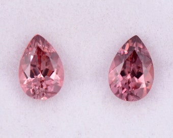 Beautiful Pink Zircon Gemstone Match Pair from Tanzania, 2.23 tcw., 7x5 mm., Pear Shape