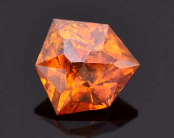 SALE! Gorgeous Orange Sphalerite Gemstone from Spain, 3.68 cts., 9.7 mm., Precision Cut Trillion Shape