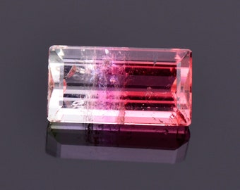 Fantastic Tricolor Tourmaline Gemstone from Brazil, 3.85 cts., 12x6 mm., Bar Shape