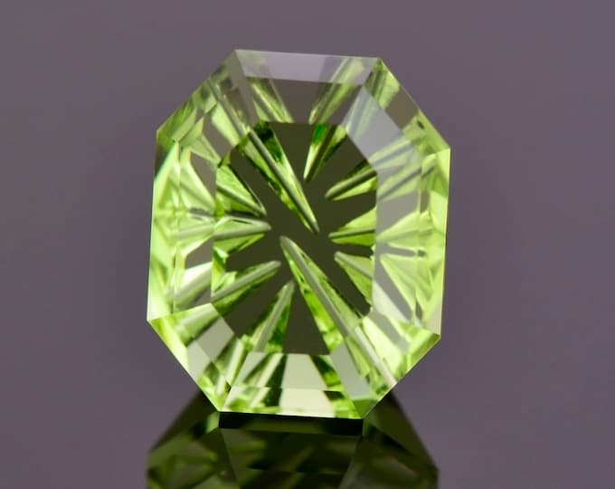 Stunning Green Peridot Gemstone from Pakistan, 2.59 cts., 8.4x6.8 mm., Fantasy Cut Emerald Shape