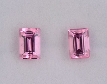 Excellent Pink Spinel Gemstone Match Pair from Vietnam, 1.37 tcw., 6x4 mm., Rectangle Shape