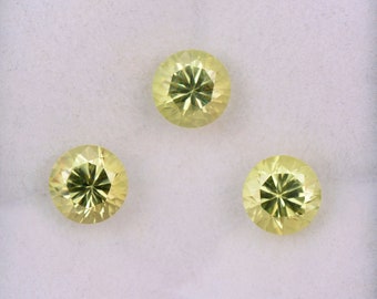 SALE! Brilliant Yellow Chrysoberyl Gemstone Set from Sri Lanka, 2.76 tcw., 5.5 mm., Round Brilliant