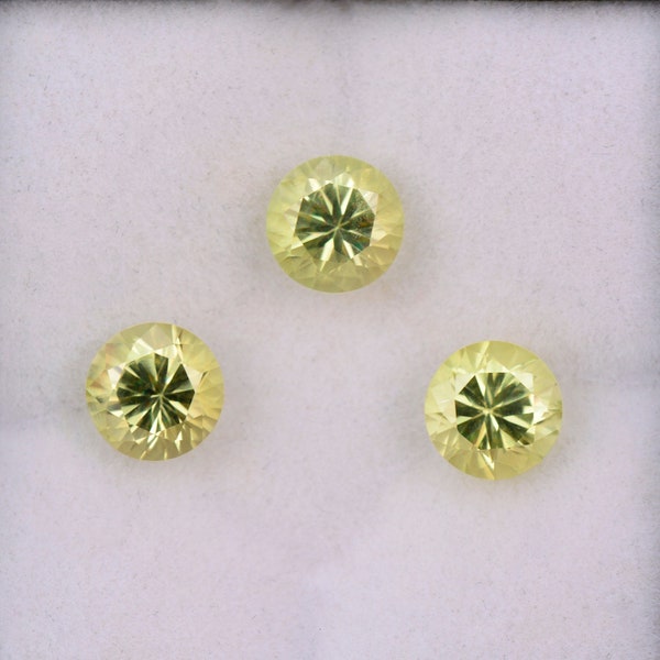 SALE! Brilliant Yellow Chrysoberyl Gemstone Set from Sri Lanka, 2.76 tcw., 5.5 mm., Round Brilliant